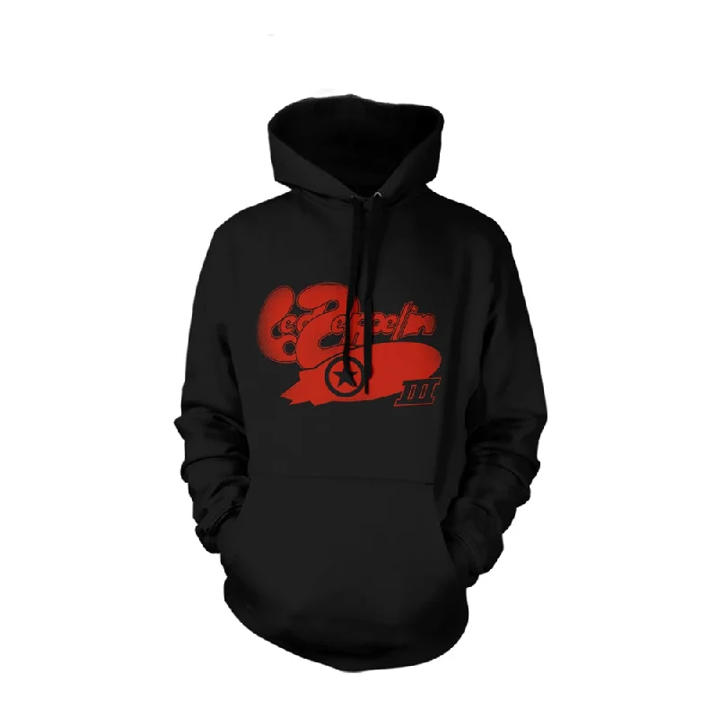 Led Zeppelin Unisex Hooded Top: Lz III Bubble Logo Hoodie with Hem Patch Decorative Personalized Led Zeppelin Unisex Hooded Top: Lz III Bubble Logo Hoodie with Hem Patch Decorative Personalized