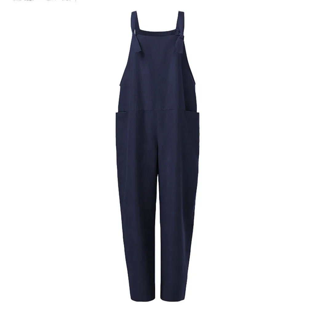 Solid Color Women Loose Knot Tie Cotton Linen Jumpsuit Sleeveless Harem Overalls Jumpsuits Body Vintage Pants Femme Clothes Ripped Street Overalls Solid Color Women Loose Knot Tie Cotton Linen Jumpsuit Sleeveless Harem Overalls Jumpsuits Body Vintage Pants Femme Clothes Ripped Street Overalls