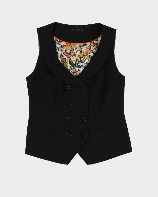 Ted Baker Women's Black Waistcoat - S/M Lightweight Cotton Waistcoat Vest