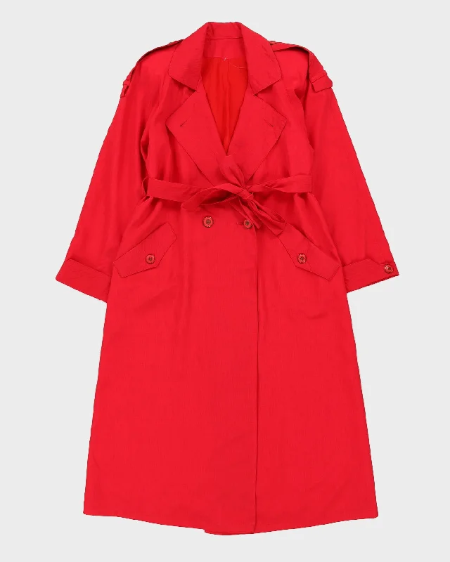 Vintage 1980s Pink Trench Coat - L Elegant Layered Trench Coat