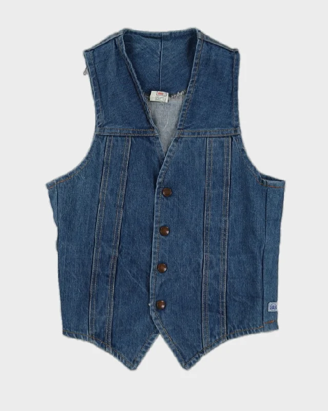 Vintage 80s GWG Denim Waistcoat - M Elegant Puffer Waistcoat Vest