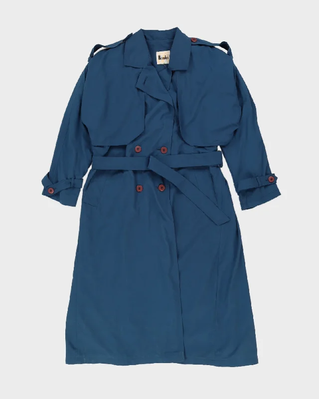 Vintage 80s Niccolini Blue Trench Coat - XL Classic Tailored Trench Coat
