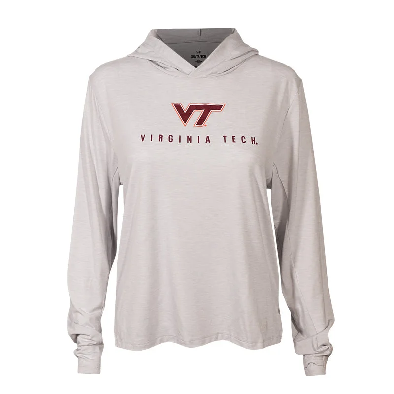 Virginia Tech Women's Breezy Hooded Performance Long-Sleeved Top by Under Armour Oversized Hoodie Comfort Casual Virginia Tech Women's Breezy Hooded Performance Long-Sleeved Top by Under Armour Oversized Hoodie Comfort Casual