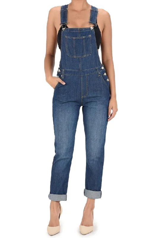 Women's Classic Style Skinny Overalls Soft Knit Jumpsuit