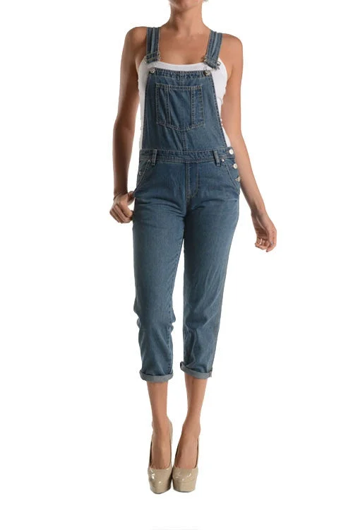 Women's Classic Overalls Distressed Ripped Jumpsuit