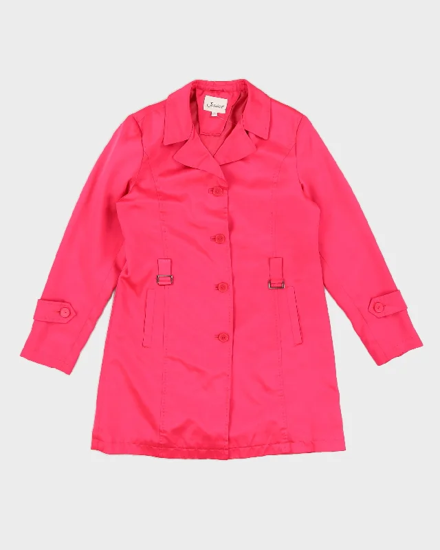 Y2K Pink Trench Coat - S Comfortable Zip-Up Trench Coat