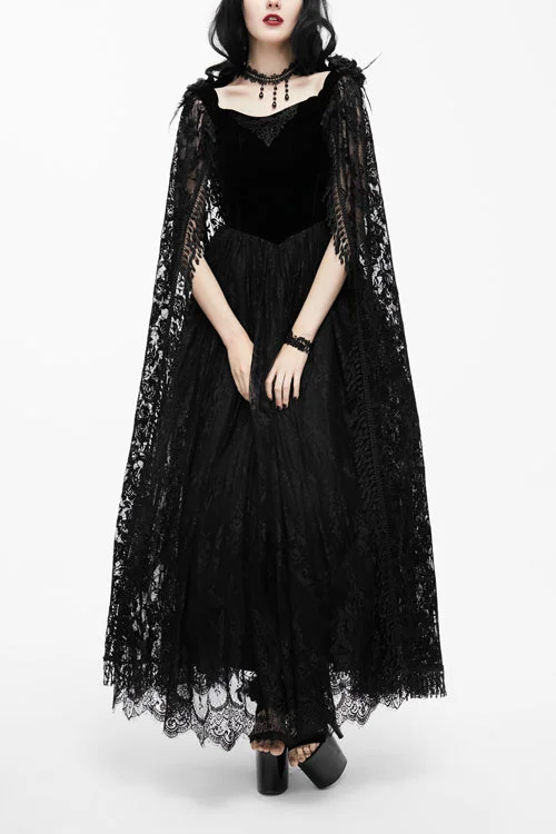 Black Feather And Flowers Off Collar Sexy Long Velvet Womens Gothic Dress With Lace Shawl Elegant Velvet Shawl Wrap Black Feather And Flowers Off Collar Sexy Long Velvet Womens Gothic Dress With Lace Shawl Elegant Velvet Shawl Wrap
