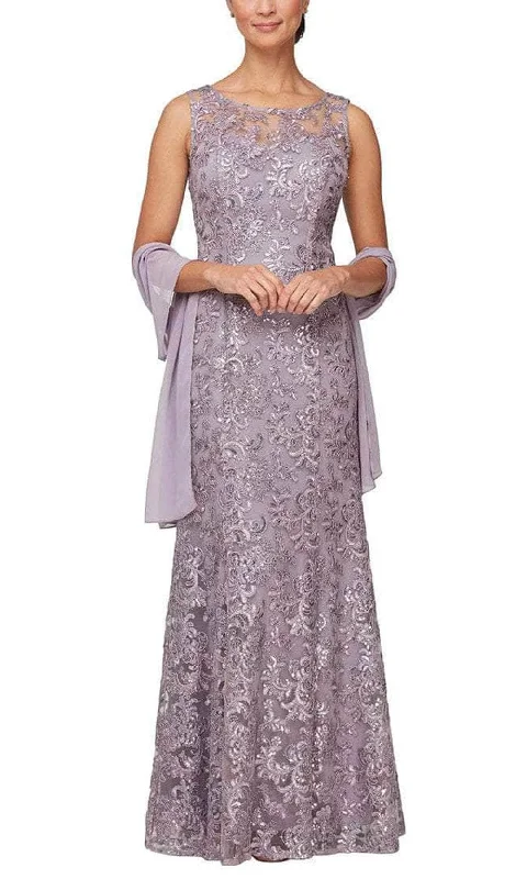 Alex Evenings - 81171128 Embroidered Lace Dress With Shawl Cozy Fleece Shawl Scarf