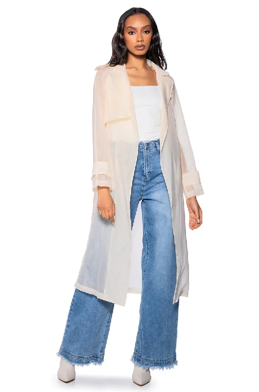 CHIFFON CHATEAU MESH TRENCH Comfortable Lightweight Trench Coat