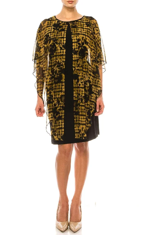 Connected Apparel TXH87472 - Floral Sheer Shawl Sheath Dress Cozy Chunky Knit Shawl