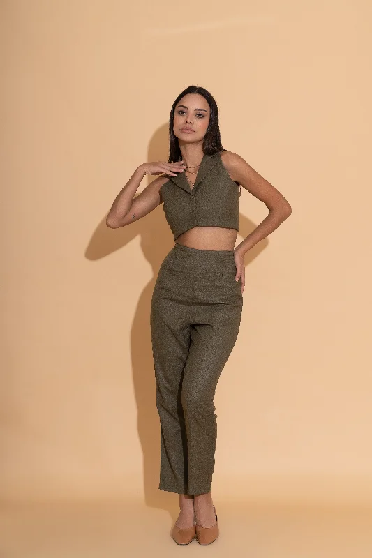 Fern Green Waistcoat Fashionable Double-Breasted Waistcoat