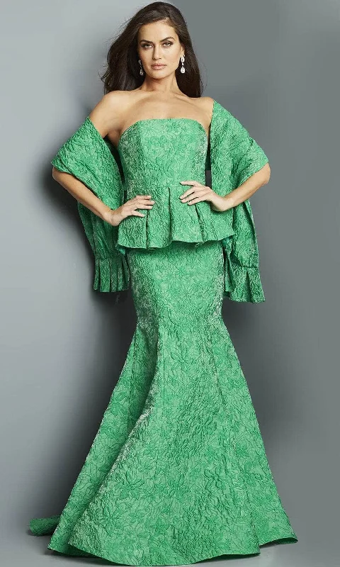 Jovani 22585SC - Embroidered Evening Dress with Shawl Trendy Long Knit Shawl