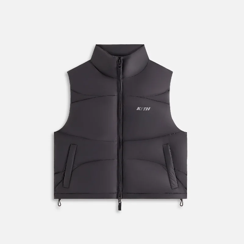 Kith Women Corey Puffer Vest - Black Houndstooth Pattern Vest