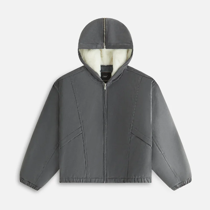 Kith Women Nylas Microsuede Zip Hooded Bomber - Asteroid Hoodie with Cropped Fit Short Trendy Kith Women Nylas Microsuede Zip Hooded Bomber - Asteroid Hoodie with Cropped Fit Short Trendy