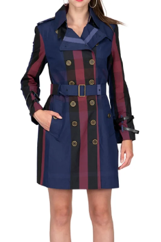 Light Checkered Trench Coat Classic Beige Trench Coat