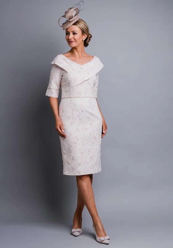 Lizabella Embossed Print Shawl Collar Dress, Pink Stylish Wool Shawl Wrap