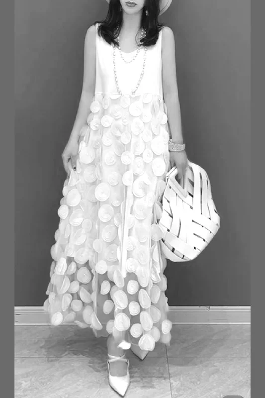 Long Sleeveless Tank Circles Dress T Shawl Set Comfortable Embroidered Shawl