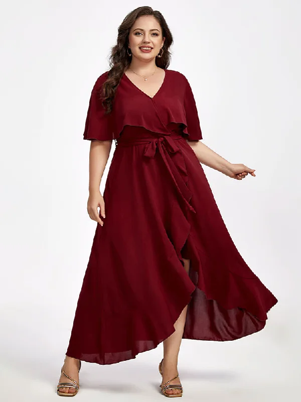 Plus Shawl Collar Ruffle Sleeve Wrap Maxi Dress Cozy Knit Shawl Scarf