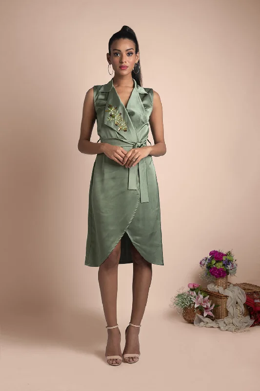Green Trench Dress Stylish Long Trench Coat