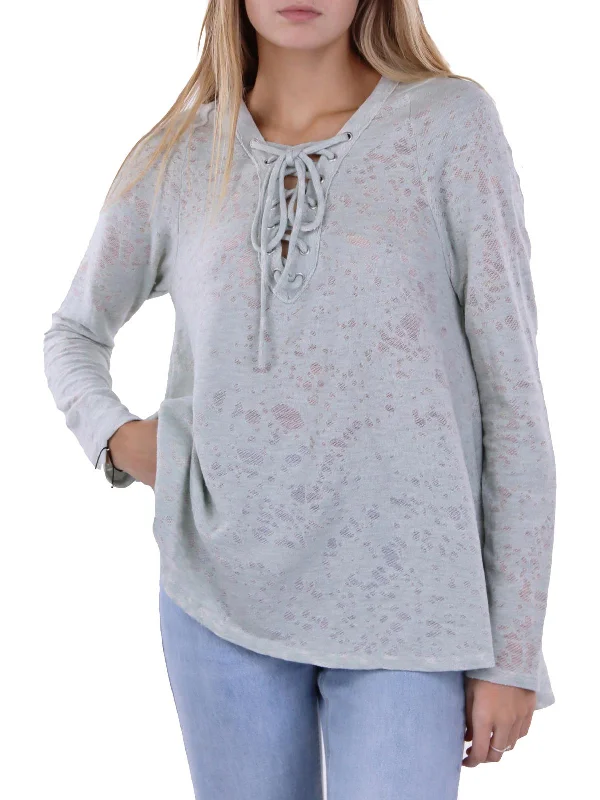 Womens Hi-Low Hooded Top Hoodie with Emblem Brand Identity