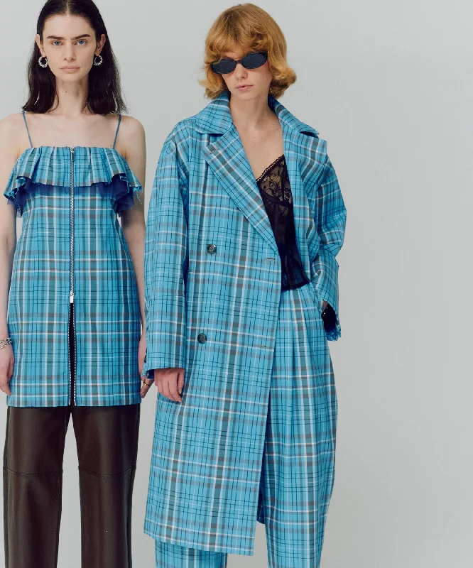 Check Overspring Coat Buttoned Toggled Snapped
