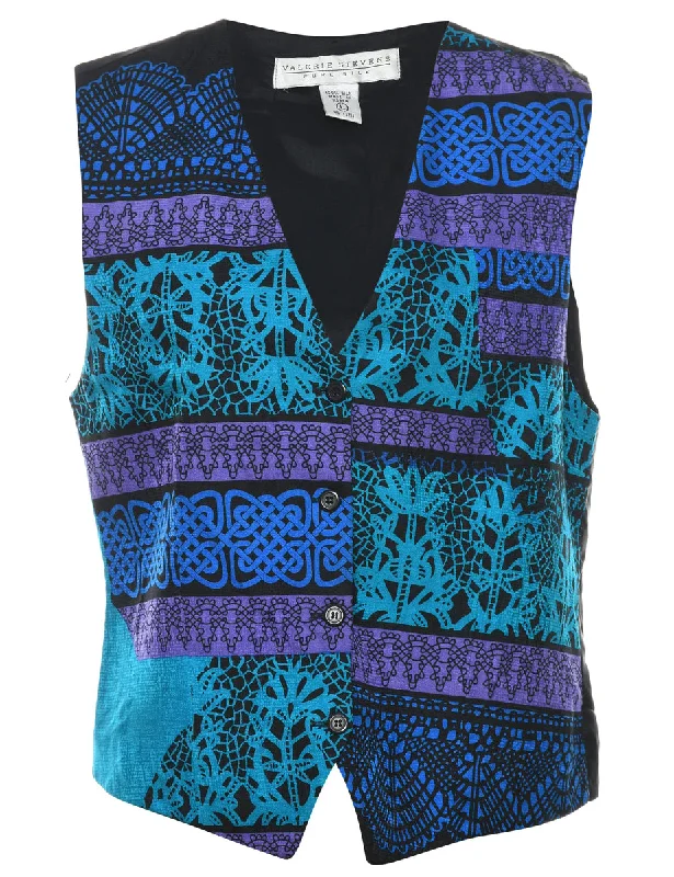 Abstract Pattern Waistcoat - L Trendy Zip-Up Waistcoat Jacket