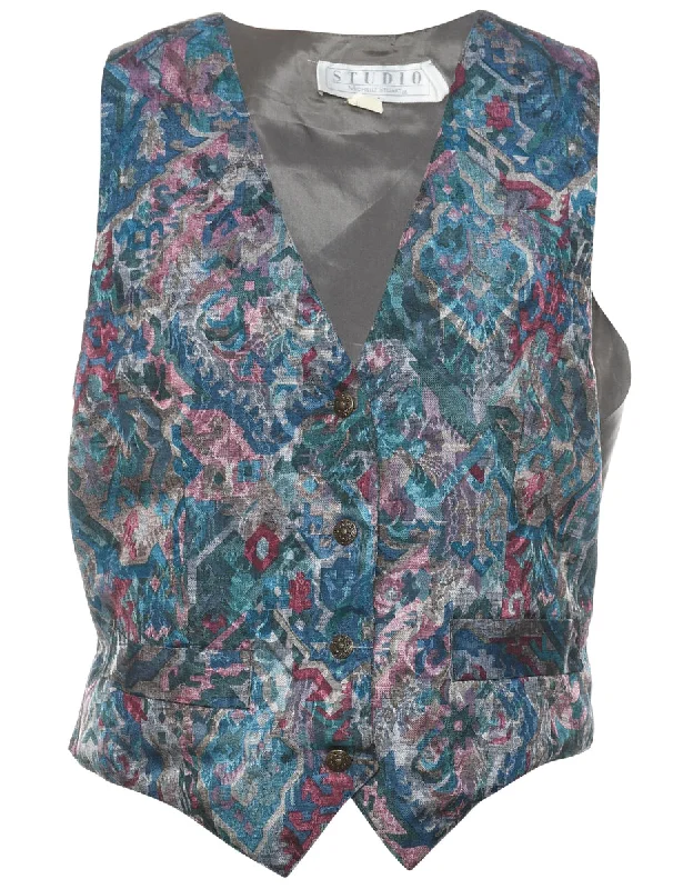 Abstract Pattern Waistcoat - M Comfortable Faux Fur Waistcoat