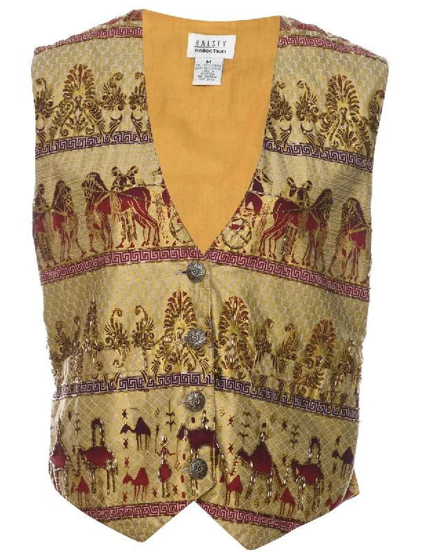 Animal Print Waistcoat - M Classic Fitted Waistcoat Jacket