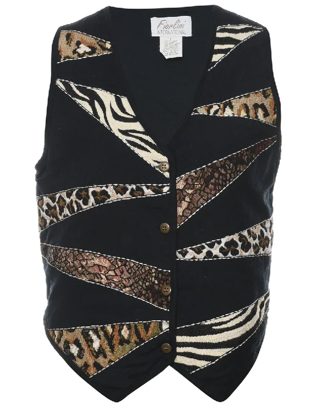 Animal Print Waistcoat - S Fashionable Plaid Waistcoat