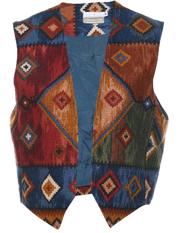 Aztec Print Waistcoat - M Fashionable Check Waistcoat Vest