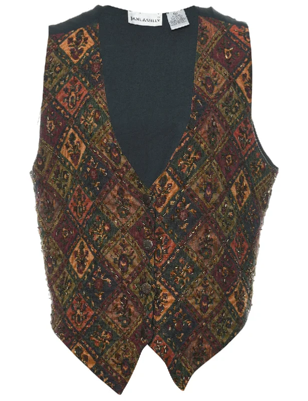 Beaded Tapestry Waistcoat - M Trendy Hooded Waistcoat Vest