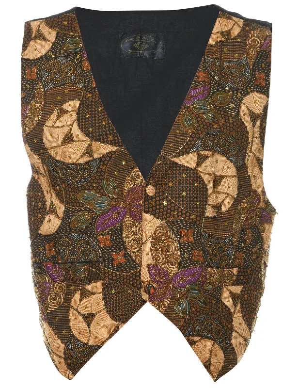 Beaded Waistcoat - L Elegant Puffer Waistcoat Vest