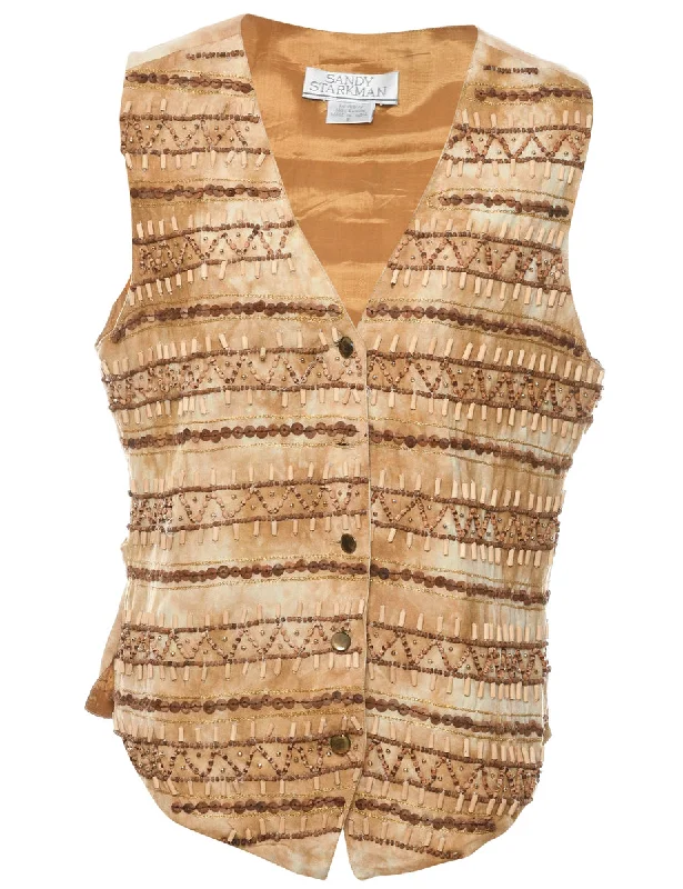 Beaded Waistcoat - S Comfortable Slim Waistcoat Vest