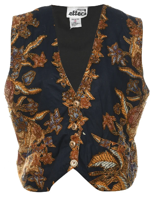 Beaded Waistcoat - S Comfortable Long Waistcoat Jacket
