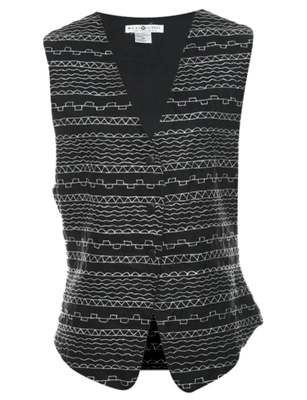 Black Waistcoat - M Trendy Plaid Waistcoat Vest
