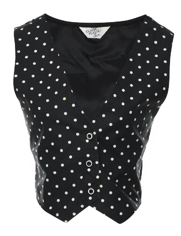 Black & White Polka Dot Waistcoat - S Fashionable Sleeveless Waistcoat Vest