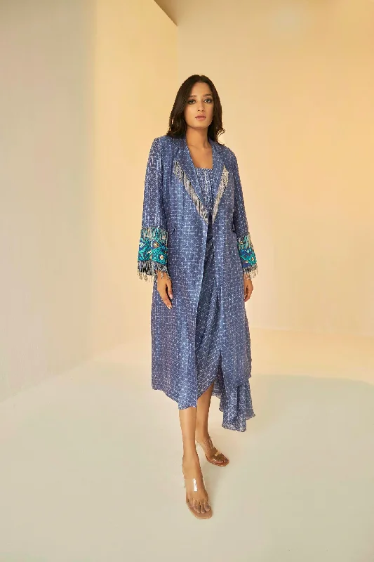 Blue-The Rehmat Trench Trendy Puffer Trench Coat