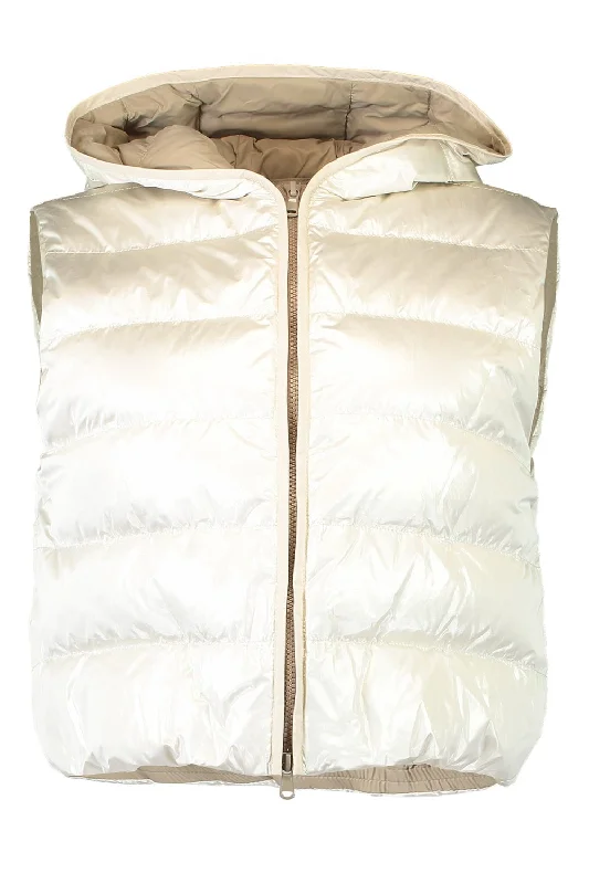 Metallic Hooded Vest Hoodie with Hem Applique Textured Unique