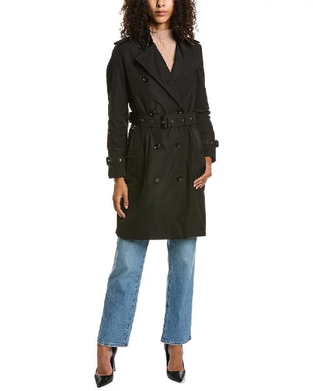 Burberry Kensington Trench Coat Chic Hooded Wool Trench