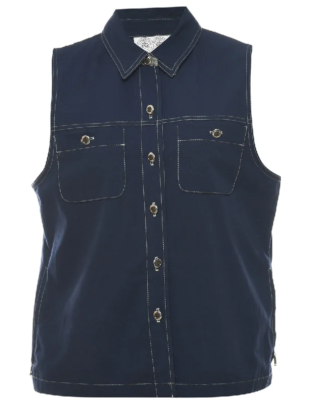 Button Front Waistcoat - L Elegant Down-Filled Waistcoat