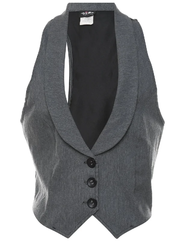 Button Front Waistcoat - L Chic Fitted Waistcoat Vest