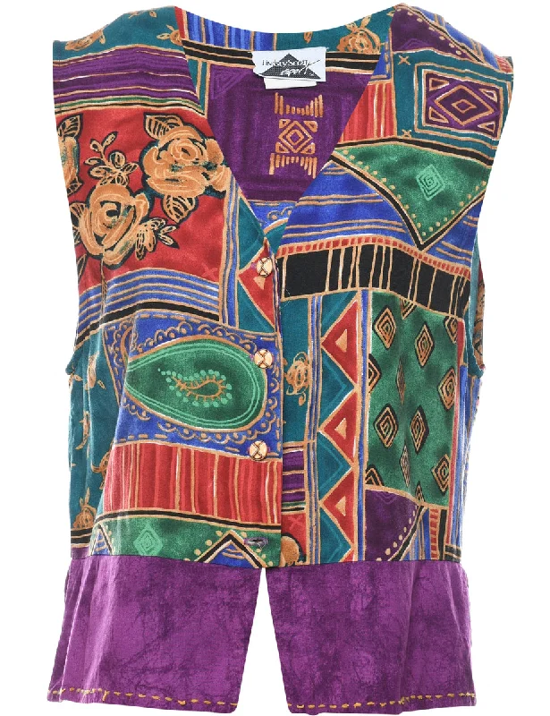 Button Front Waistcoat - M Stylish Belted Waistcoat Jacket