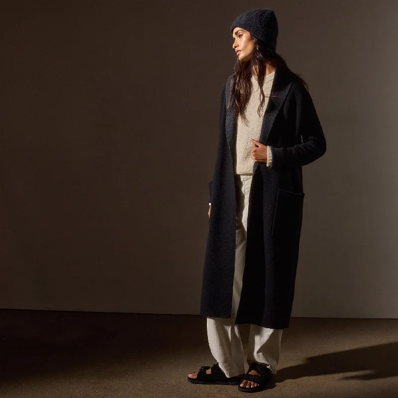 Cashmere Shawl Collar Coat - Black/Coal Classic Cashmere Shawl Scarf