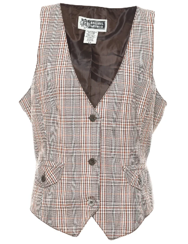 Checked Waistcoat - L Fashionable Military Waistcoat Jacket