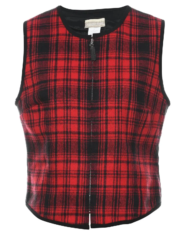 Checked Waistcoat - M Stylish Button Waistcoat Vest