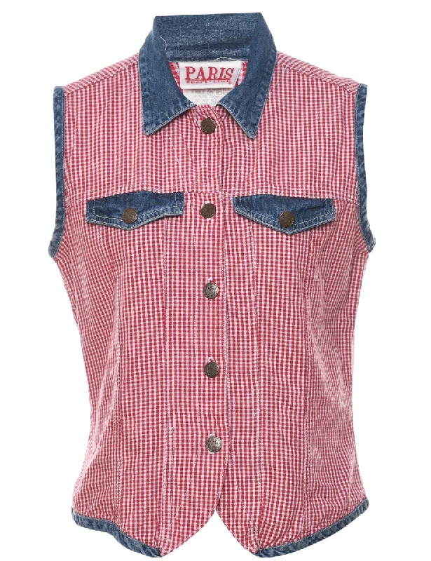 Checked Waistcoat - M Stylish Casual Waistcoat Jacket