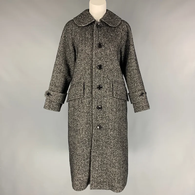 COMME des GARCONS TRICOT Size M Black White Wool Blend Herringbone Coat Fitted Loose Oversized COMME des GARCONS TRICOT Size M Black White Wool Blend Herringbone Coat Fitted Loose Oversized