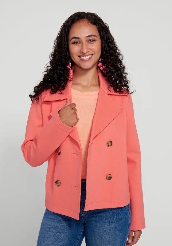 Cropped Peacoat (Melon) Turtleneck Jacket Crew Neck Jacket V-Neck Jacket