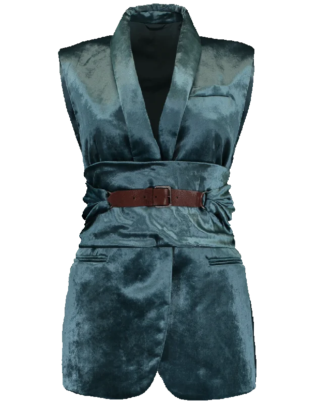 Crush Velvet Shawl Lapel Vest Soft Cashmere Shawl Wrap