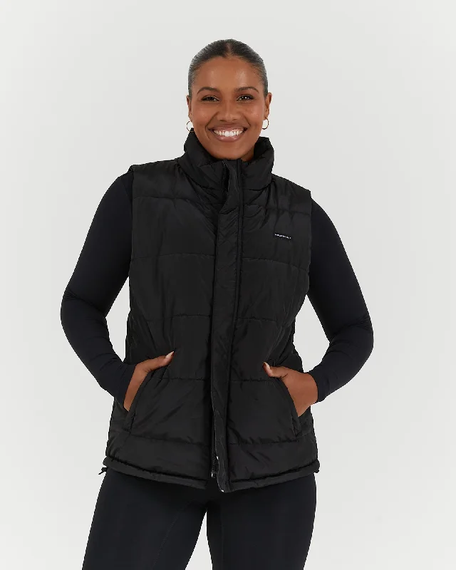 ELEMENTAL PUFFER VEST - BLACK Fur-Trimmed Vest Coat